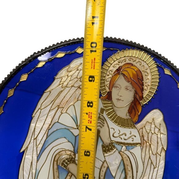 Joane Baker Stained Glass Angel Panel Trumpet Oval Shaped 10" X 10" - Picture 4 of 4
